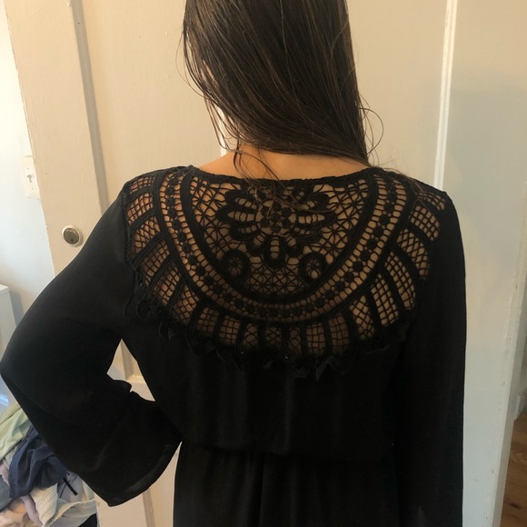 Flowy Black Lace Romper - Picture 2 of 3